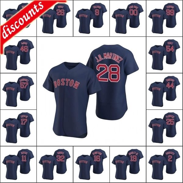 

boston\rred sox men #2 xander bogaerts 32 matt barnes 34 david ortiz 28 j.d. martinez custom women youth authentic 2020 alternate jersey, Blue;black
