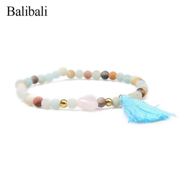 

balibali meditation bracelet women natural stone bracelets jewelry tassel lovely heart beads bohemian handmade, Golden;silver