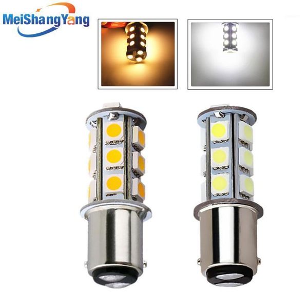 

emergency lights 1pcs 1142 ba15d 18 smd tail turn signal lamp warm white led car bulbs rear brake light source parking 12v w1