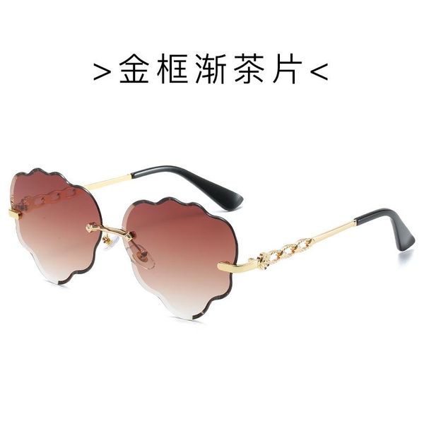 

sunglasses wave cut rimless s015 european and american personalized love women cross border trend glasses, White;black