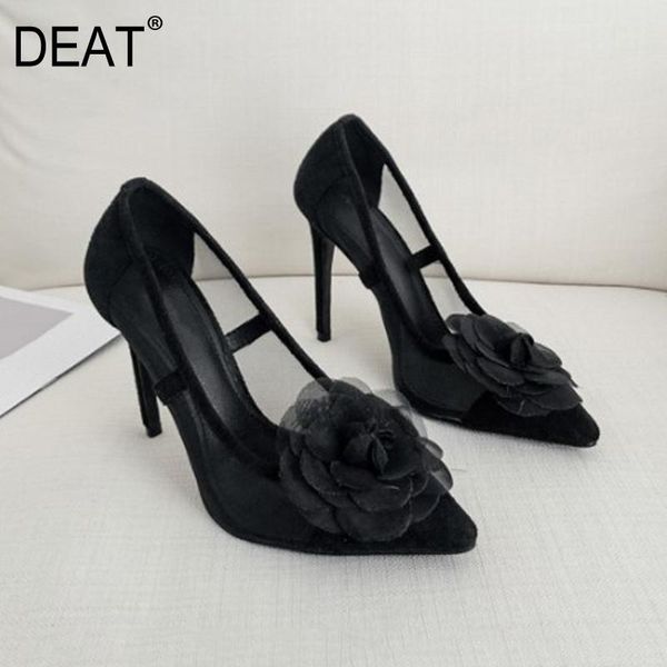 

deat] 2020 pointed toe shallow flower lace black single shoes high heels shoes women new spring autumn fashion tide 10g743