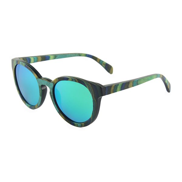 

rounded design mirror lens sunglasses hackberry wood polarized