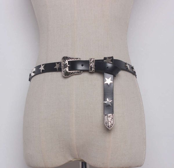 

female star cowhide pin buckle women's korean versatile fashion casual decoration jeans real belt, Black;brown