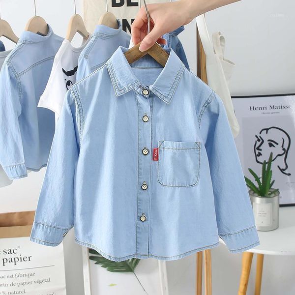 

jackets 2021 autumn kids boys denim camouflage shirt teens long sleeve blouses jeans shirts1, Blue;gray