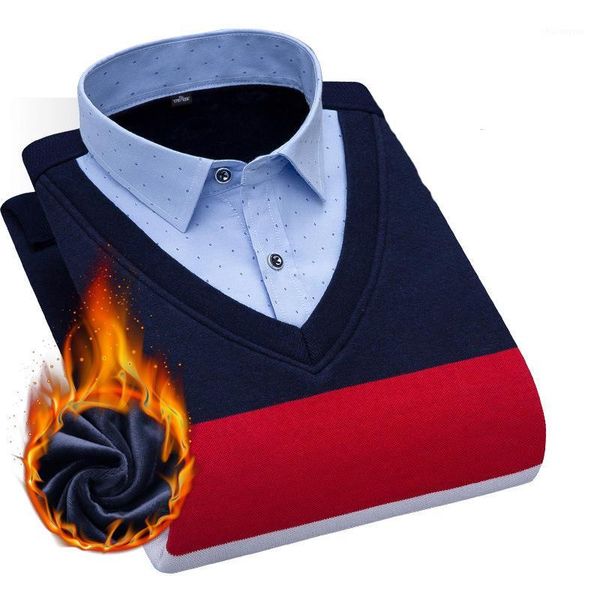 

shirt collar fake two pieces sweater men 2020 autumn winter new handsome korean version pullover sweater wear bottoming shirt1, White;black