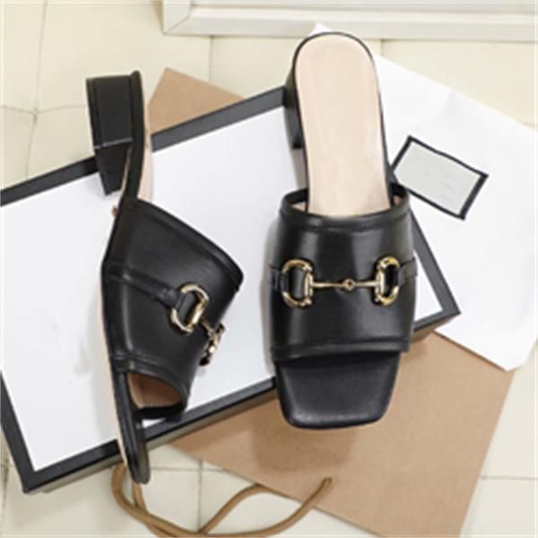 

summer new beach slippers fashion designer women lazy low heeled flops leather lady cartoon slippers luxury metal ladies slippers size 35-42, Black