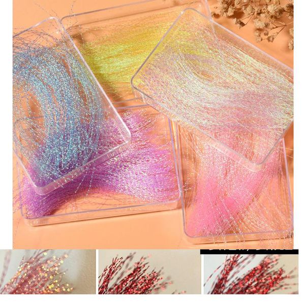

1 box nail art 11 colors glitter thread glitter string approx 100pcs/box filament fluorescent silk nail art decorations, Silver;gold