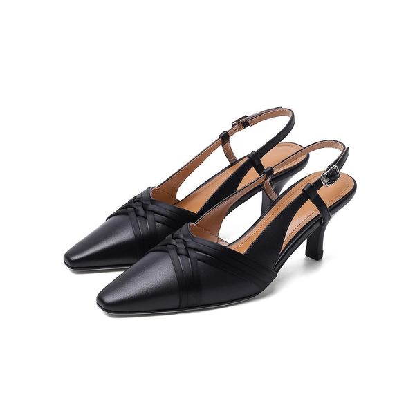 

2021 модный дизайн для сексуальных пальцев на высоких каблуках, гранатовые женские сандалии натуральные кожаные туфли для вечеринки женщины, Black