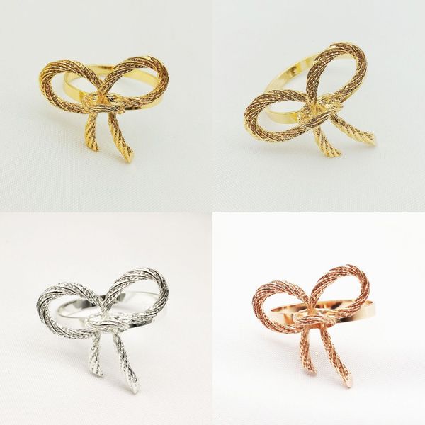 

bow tie napkin holder rose gold color silvery white metal napkins ring buckles western restaurant home electroplating process 2 4hw n2