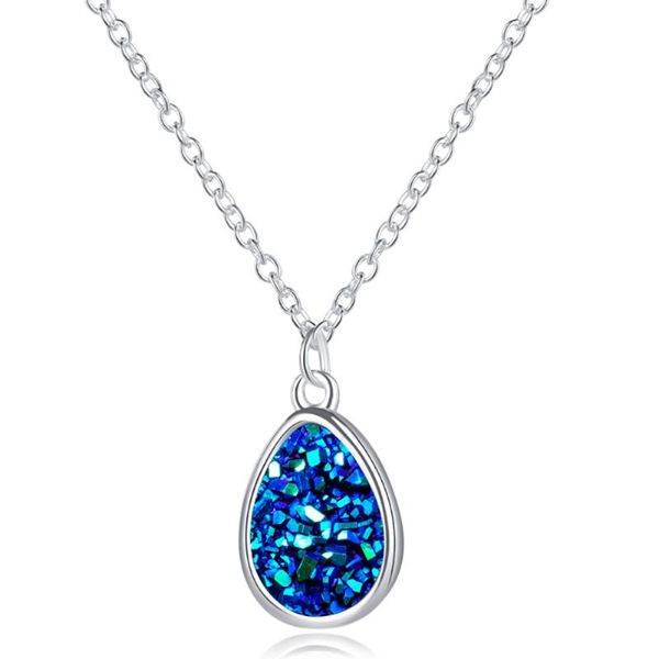 

pendant necklaces water drop shape choker necklace women fashion golden color chain temperament jewelry gift, Silver