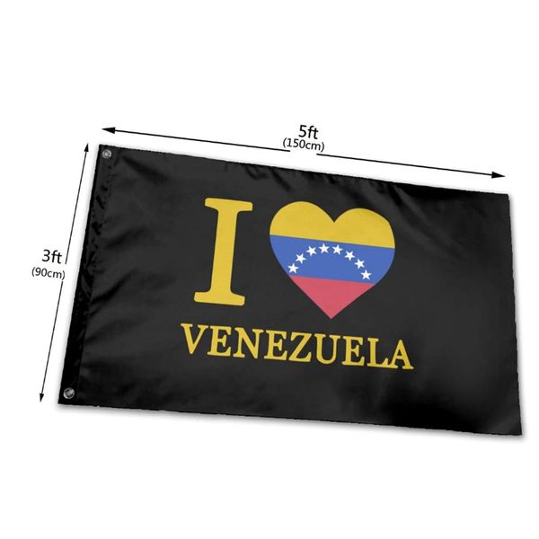 I Love Heart Venezuela Bandiere 3'X5'ft 100D Poliestere Spedizione gratuita Alta qualità con due anelli di tenuta in ottone