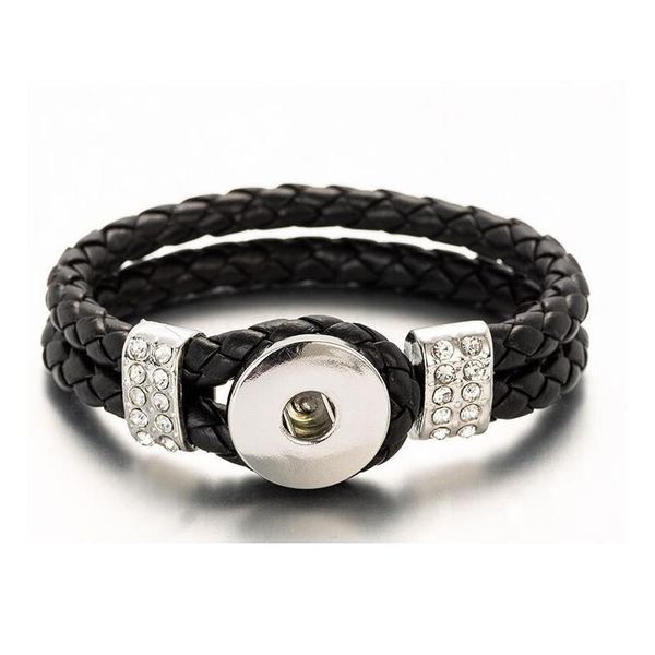 

fashion buckle tan rhinestone snap bracelet real genuine leather bracelet fit 18mm snap button bracelet for women bbylnu, Golden;silver