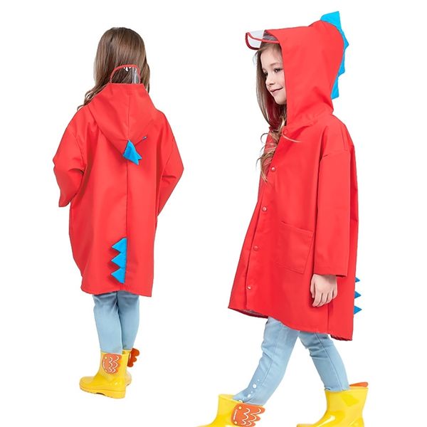 Nette Dinosaurier Regenmantel Wasserdichte Kinder Kinder Jacke Jungen Mädchen Mantel Outdoor Graben Poncho Student tragen 220217