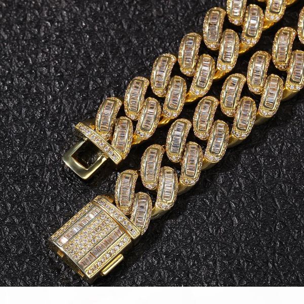 

iced cubic zirconia miami cuban link chain necklaces hip hop sqaure cz fashion jewelry chains hip-hop accessories, Silver