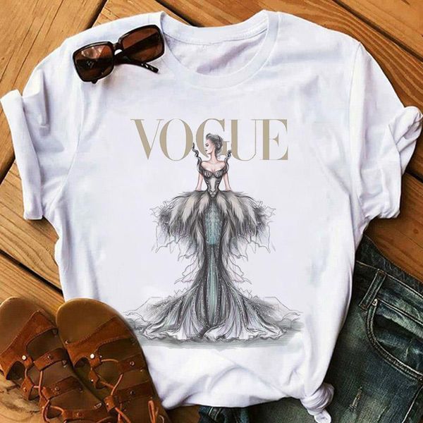 

summer new fashion princess printed women t shirt cartoon kawaii tee female short sleeve shirts 90s girls cotton, White