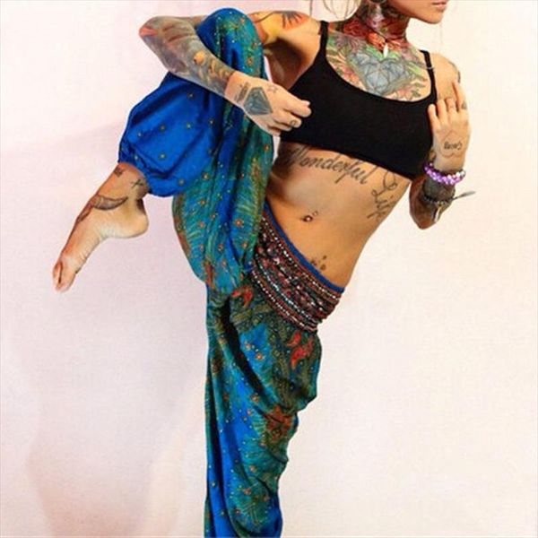 

женщины comfy beach boho брюки 2019 hippie женщина лето широкие брюки ног гарем цветочные свободные брюки женские мешковатые тайские повседн, Black;white