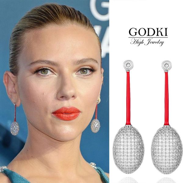 

godki luxury water drop long dangle earrings for women wedding cubic zircon crystal cz dubai bridal earrings fashion jewelry, Silver