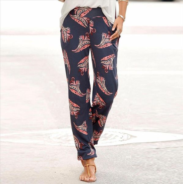 

women cotton loose thin trousers casual straight printing high waist pants plus size ladies comfortable fashion sports trousers, Black;white