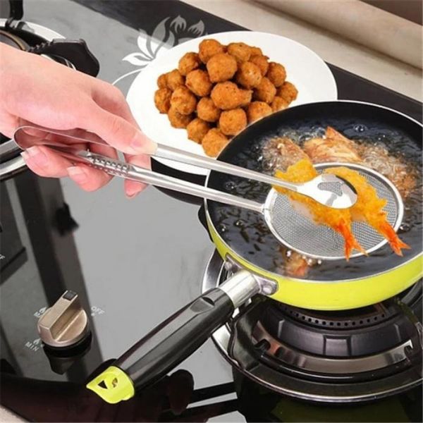

factory pricemulti-functional spoon with clip food oil-frying stainless steel clamp strainer set kitchen tools bbq filte