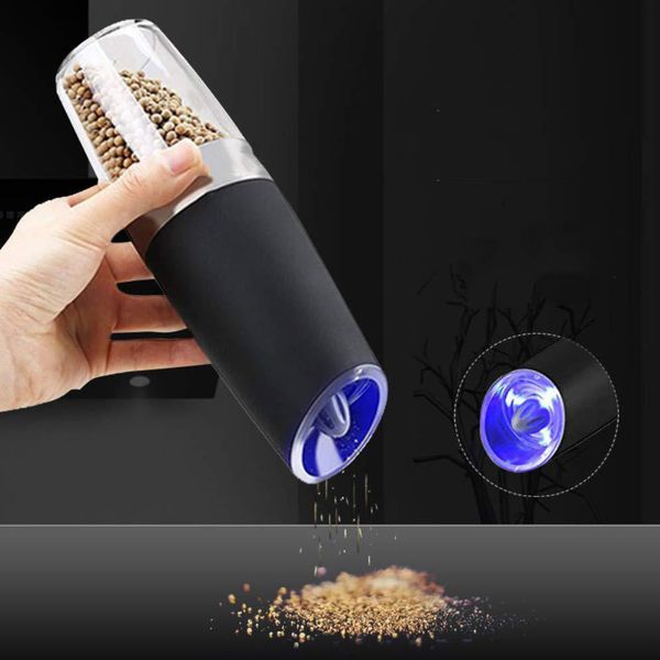 

electric automatic pepper and salt grinder led light peper spice grain mills porcelain grinding core mill kitchen tools q1215
