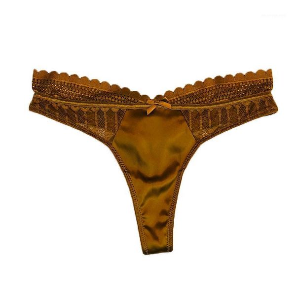 

women's panties 2021 thong women's lace satin non trace invisible briefs1, Black;pink