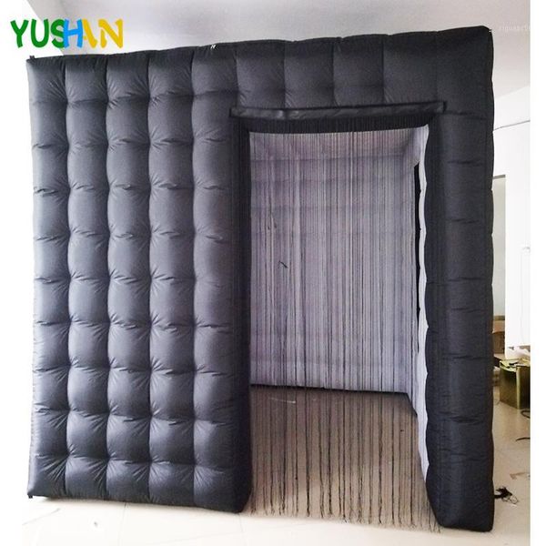 

2.5m portable inflatable p booth party backdrop with led color changing lights and tassel curtain inflatable cabin for party1