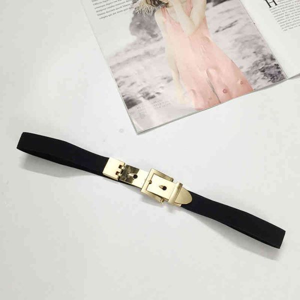 

waistbands belts new golden punk elastic band high grade metal women's thin belt fashion versatile mirror iron waist cover women, Black;brown