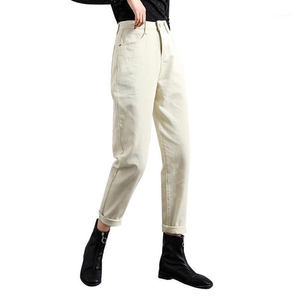 

2020 spring new korean jeans loose harem pants high waist radish chic pants straight retro dad1, Blue