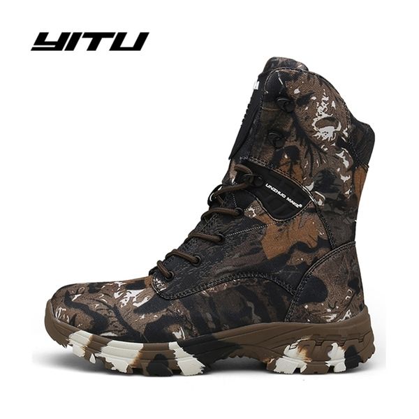 

military tactical mens camouflage autumn winter leather waterproof desert combat ankle boots army work safety shoes y200915, Black;brown