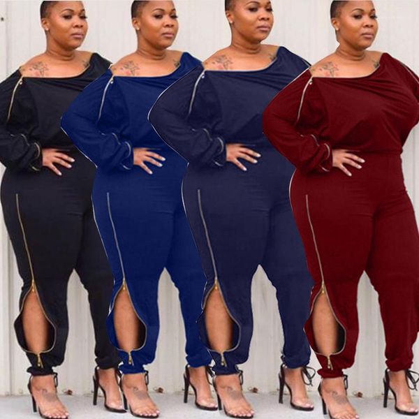 

ladies solid color rompers fashion long sleeve crew neck jumpsuits designer female autumn new casual loose slim jumpsuit, Black;white