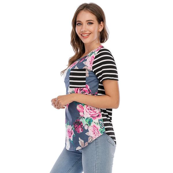 

multi functional striped printing and splicing nursing clothes, Black;white