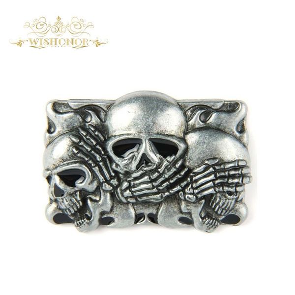 

wishonor 2017 казино три улыбающихся череп мужчины мужские пряжки моды пояс пряжки классические мужские жилые аксессуары для горячих продаж, Black;brown