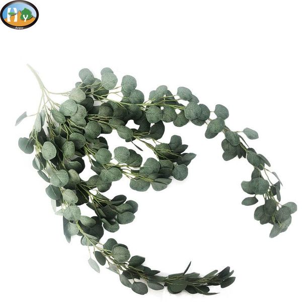 

decorative flowers & wreaths artificial plants eucalyptus garland silk plastic fake greenery green leaves home garden wall wedding decor out