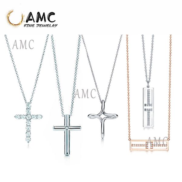 

tf fashion classic sterling silver necklaces supplies micro pave zircon cross square personality necklace for women girl christmas gift jewe