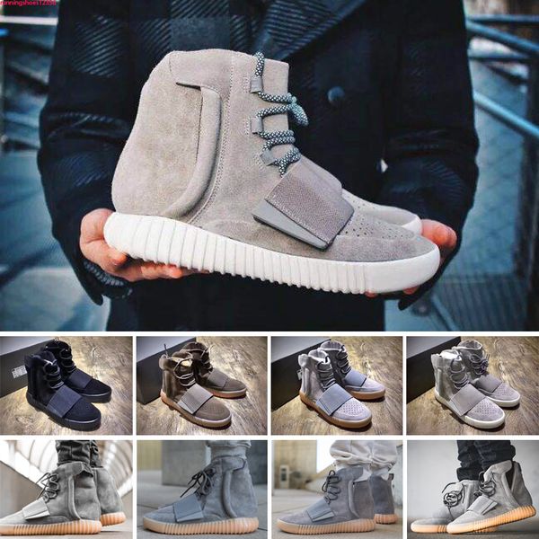 

classic kanye west runner light brown grey gum triple black high men 750 athletic sneakers size 36-45