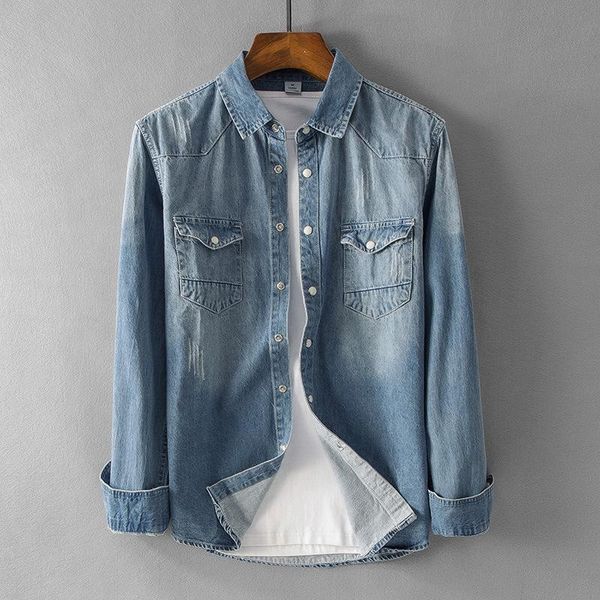 

new arrival cotton spring autumn men denim long sleeve casual fashion coat casual shirts oxford single breasted size mlxl2xl-4xl, White;black
