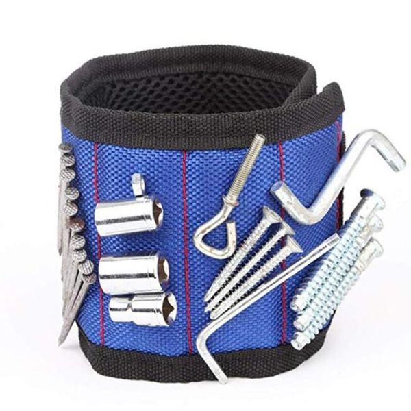 

1pc multi powerful magnetic wristband tool for holding screws nails drill bits screw camping hiking portable repair qylduv, Black;red