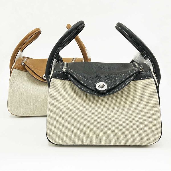 

luxurys handbag fashion designer bag 2021 new lindi lychee patterned cow leather with canvas fashion single shoulder messenger splicing doct