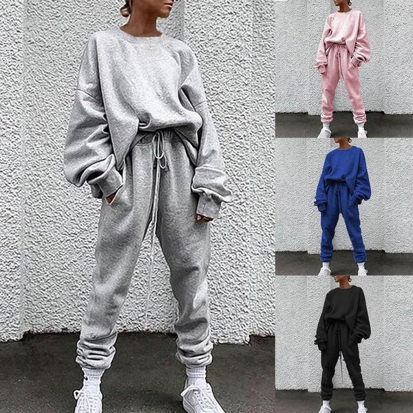 

new fashion tracksuit long sleeve sweatshirts 2 piece set casual sport suit women tracksuit set long sleeve loose, Gray