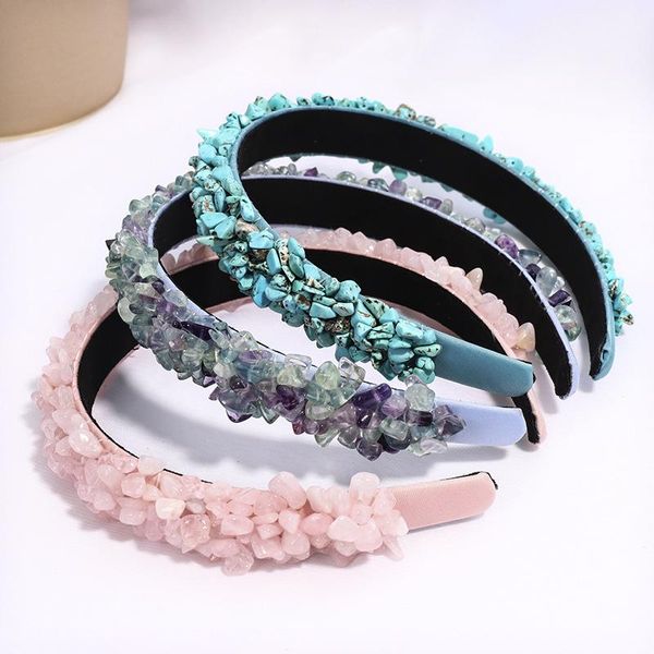 

hair accessories women hairband girls baroco style headband lady bezel natural small gravel turban ornaments haarband c993