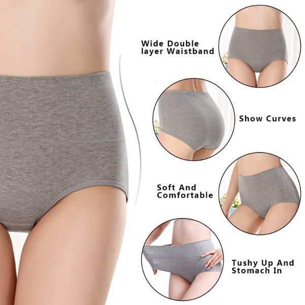 

3pcs/lot high waist womens cotton solid panties breathable briefs underwear lingerie panties big size -l, Black;pink