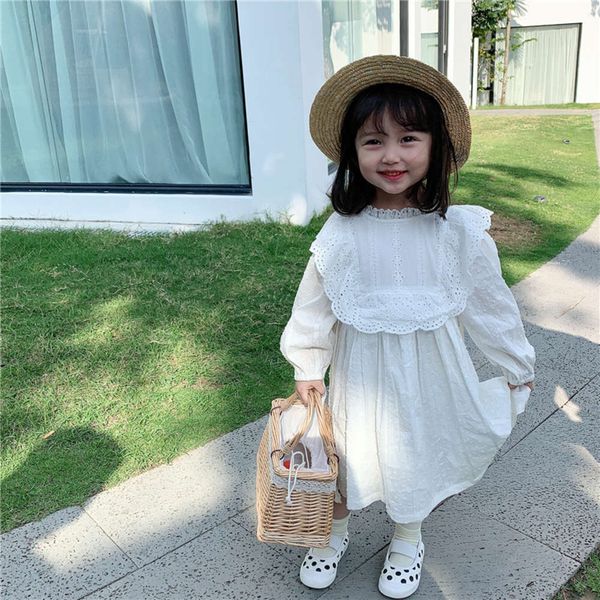 

2021 spring new korean girls lace long sve drs middle and small wear children's princs skirt 1011, Red;yellow