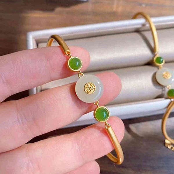 

bracelets chinese style classic palace fu character imitates natural an jade vietnam gold, Golden;silver
