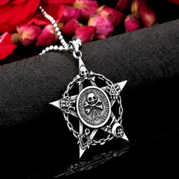 

мода винтаж пентаграмма кулон ожерелье для мужчин пиратская монета череп глаз мужской винтаж ювелирные изделия мода винтаж wmtldp, Bronze;silver