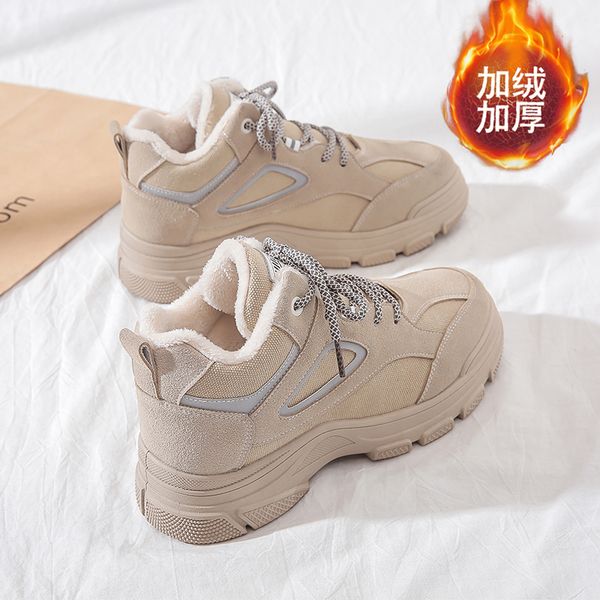 

dad women 2020 new student two cotton korean version versatile autumn plush ins sports winter shoes trend, Black