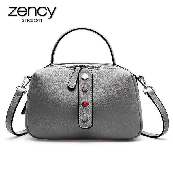 

zency 100% real cowhide leather fashion lady crossbody bag tote handbag pillow shoulder bags pink red black c0121
