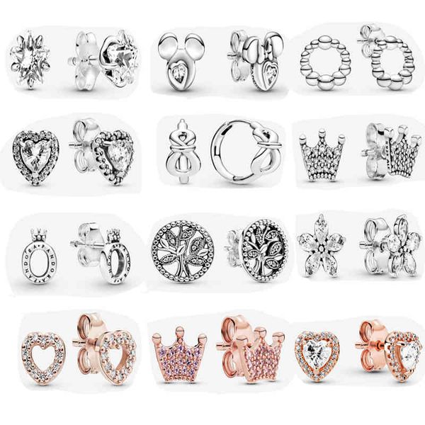 

2021 pandora earring with new model starling 925 silver for women as jewelry gift ever to gf wife mom, Golden