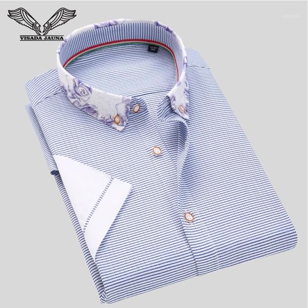 

wholesale- visada jauna 2017 new arrival men shirt short sleeve cotton printed casual brand clothing business chemise homme plus size n12191, White;black