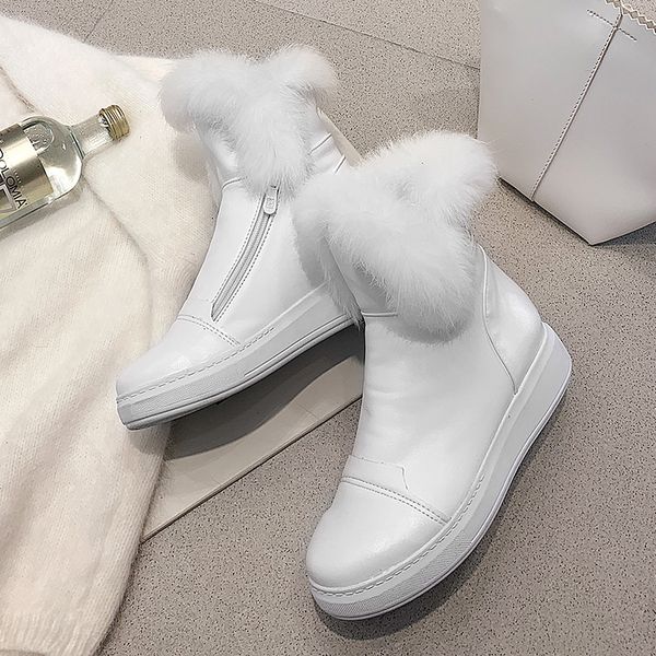 

22-26.5 2021 cm pu+ rabbit skin snow thick women's winter boots warm shoes zwpn, Black
