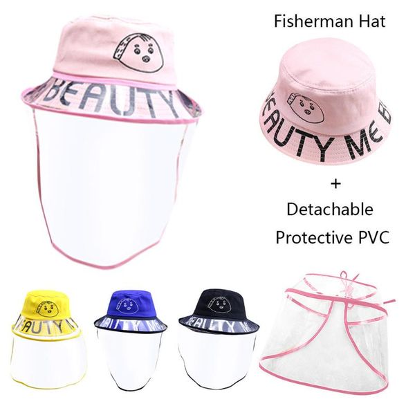 

boy girl anti-fog hat children summer bucket hats big brim transparent cartoon caps removable fisherman hat sun cap